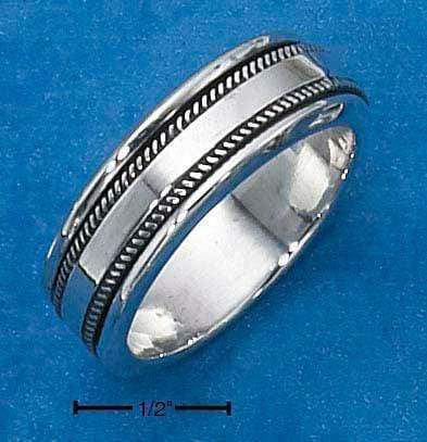 Silver Jewelry Rings Sterling Silver Ring:  Mens Worry Ring With Coin Edge Spinning Band JadeMoghul Inc.