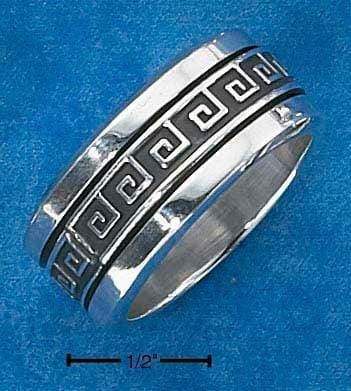 Silver Jewelry Rings Sterling Silver Ring:  Mens Worry Ring With Greek Key Spinning Band JadeMoghul