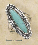 Silver Jewelry Rings Sterling Silver Ring:  Oval Simulated Turquoise Ring With Rope And Beaded Edging JadeMoghul