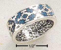 Silver Jewelry Rings Sterling Silver Ring:  Reconstituted Turquoise Aztec Unisex Band JadeMoghul