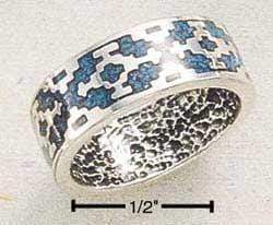 Silver Jewelry Rings Sterling Silver Ring:  Reconstituted Turquoise Aztec Unisex Band JadeMoghul Inc.