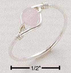 Silver Jewelry Rings Sterling Silver Ring:  Rose Quartz Bead Wire Ring JadeMoghul