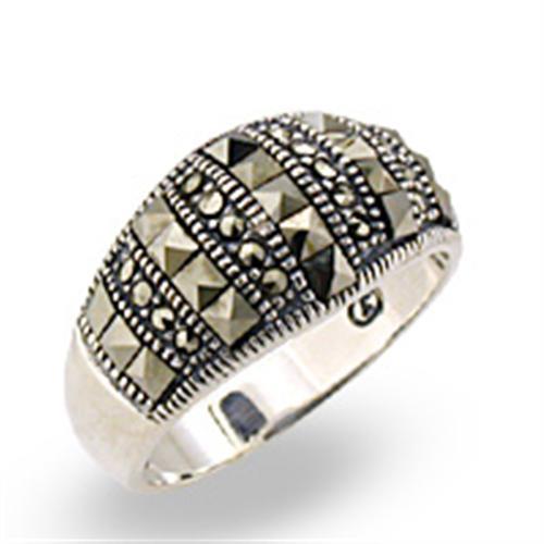 Sterling Silver Ring Set 32306 Antique Tone 925 Sterling Silver Ring