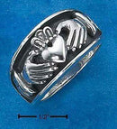 Silver Jewelry Rings Sterling Silver Ring:  Unisex Claddagh Heart In Hands Band Ring JadeMoghul