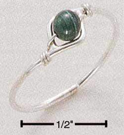Silver Jewelry Rings Sterling Silver Ring:  Wire Ring With Malachite Bead JadeMoghul Inc.