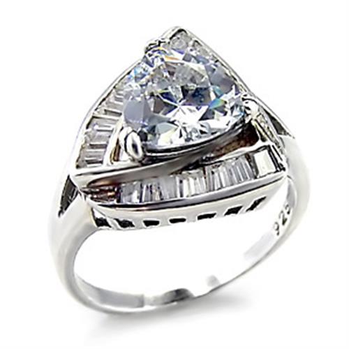 Sterling Silver Rings 00201 - 925 Sterling Silver Ring with AAA Grade CZ