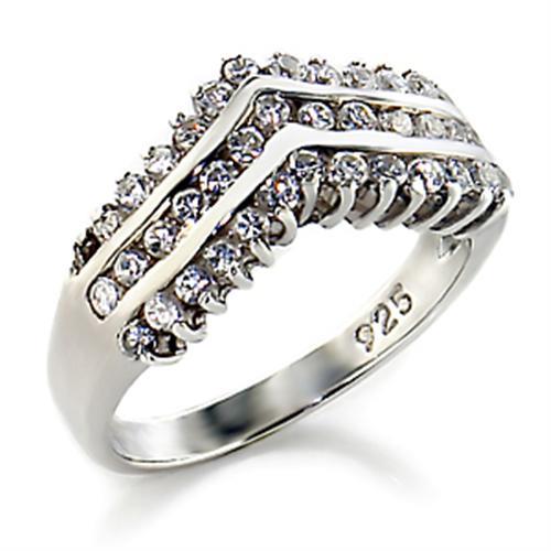 Sterling Silver Rings 00516 - 925 Sterling Silver Ring with AAA Grade CZ