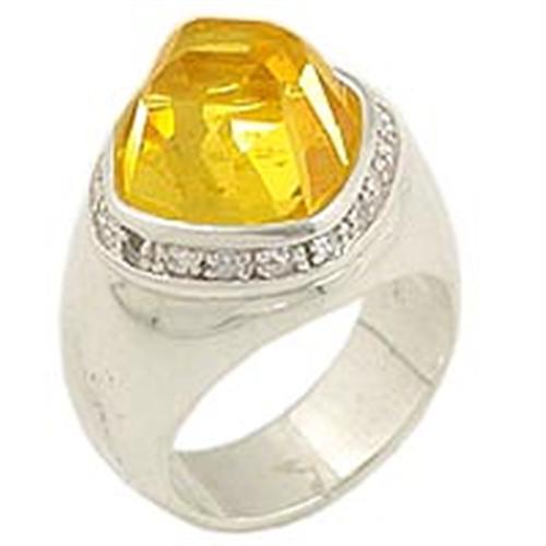 Sterling Silver Rings 0F223 - 925 Sterling Silver Ring with CZ in Citrine