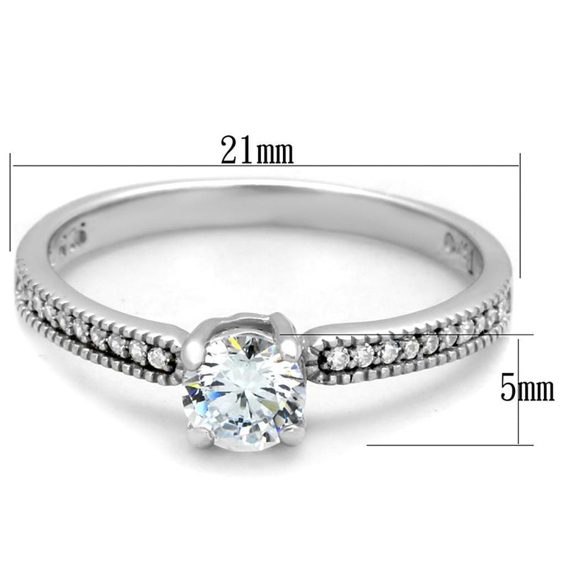 Sterling Silver Rings For Women TS401 Rhodium 925 Sterling Silver Ring