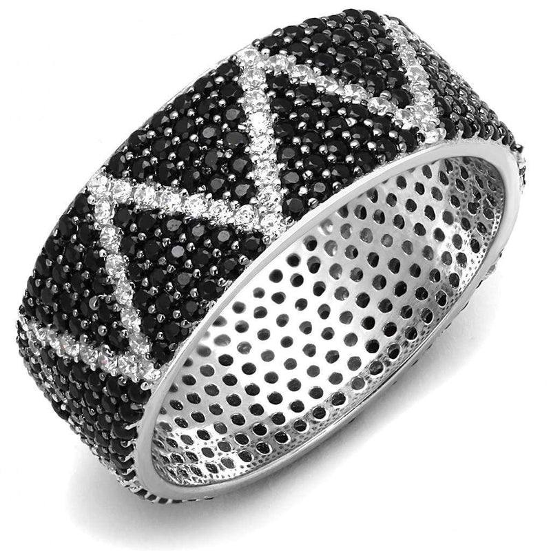 Sterling Silver Rings TS600 Rhodium + Ruthenium 925 Sterling Silver Ring