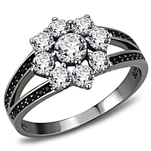 Sterling Silver Rings TS611 Ruthenium 925 Sterling Silver Ring with CZ