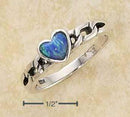 Silver Jewelry Rings Sterling Silver Small Synthetic Blue Opal Heart Ring JadeMoghul Inc.