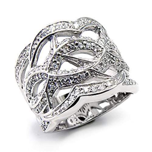 Silver Jewelry Rings Sterling Silver Wedding Rings 7X268 - 925 Sterling Silver Ring with CZ Alamode Fashion Jewelry Outlet