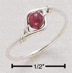 Silver Jewelry Rings Sterling Silver Wire Ring With Garnet Bead JadeMoghul Inc.