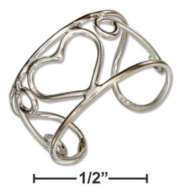 Silver Jewelry Rings Sterling Silver Wire Wrap Scrolled Heart Toe Ring JadeMoghul