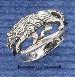 Silver Jewelry Rings Sterling Silver Wolf Ring JadeMoghul Inc.