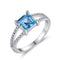 Silver Jewelry Rings Sterling Silver Women Fashion Simple Ring With Blue Gemstone TIY