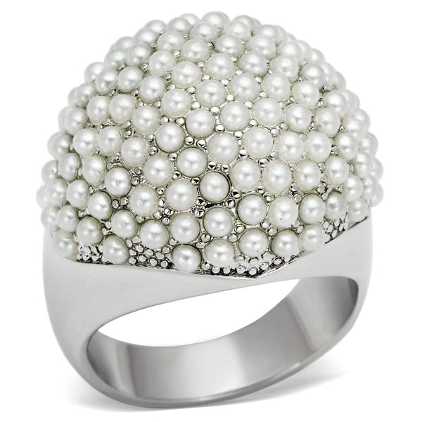 Tiffany Rings LO2433 Rhodium Brass Ring with Synthetic in White