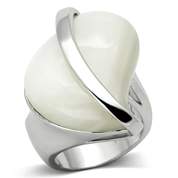 Tiffany Rings LO2944 Rhodium Brass Ring with Synthetic in White