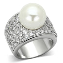 Tiffany Rings LO2951 Rhodium Brass Ring with Synthetic in White