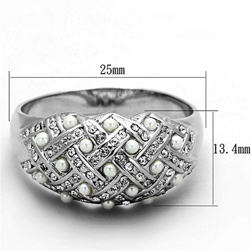 Silver Jewelry Rings Tiffany Rings LO3183 Rhodium Brass Ring with Synthetic in White Alamode Fashion Jewelry Outlet