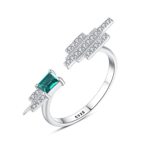 Unique Cuff Design Women 925 Silver Gemstone Crystal Ring
