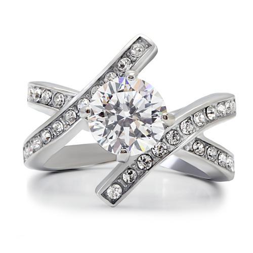 Unique Engagement Rings TK169 Stainless Steel Ring with AAA Grade CZ