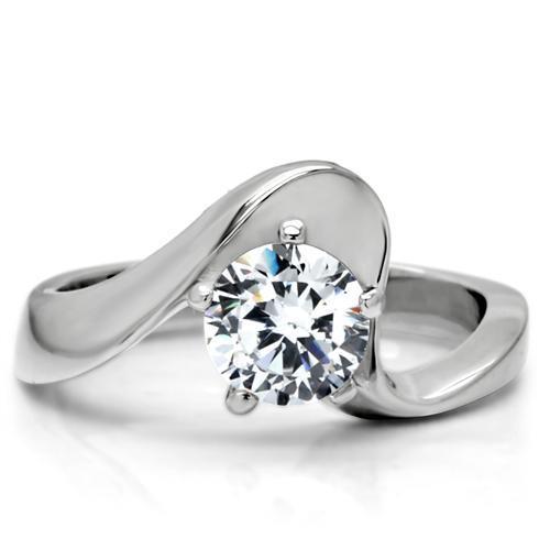 Unique Engagement Rings TK172 Stainless Steel Ring with AAA Grade CZ