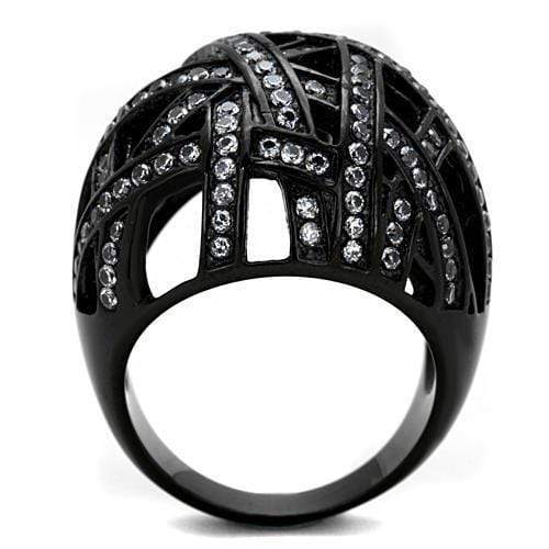 Silver Jewelry Rings Unique Engagement Rings TK1734 Black - Stainless Steel Ring with CZ Alamode Fashion Jewelry Outlet