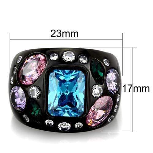 Unique Engagement Rings TK1790 Black - Stainless Steel Ring with CZ