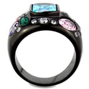 Unique Engagement Rings TK1790 Black - Stainless Steel Ring with CZ