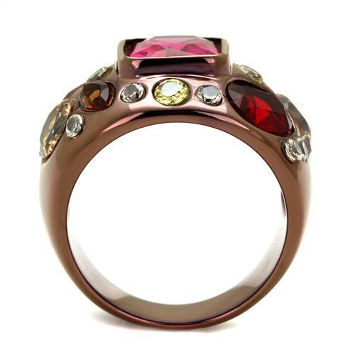 Unique Engagement Rings TK1790LC Coffee light Stainless Steel Ring in Ruby