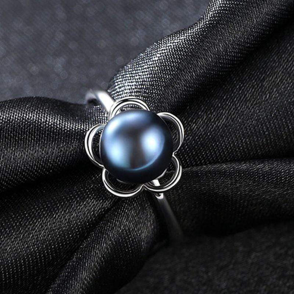 Unique Flower Pattern Women Luxury 926 Silver Freshwater Pearl Ring