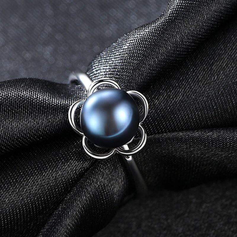 Unique Flower Pattern Women Luxury 926 Silver Freshwater Pearl Ring
