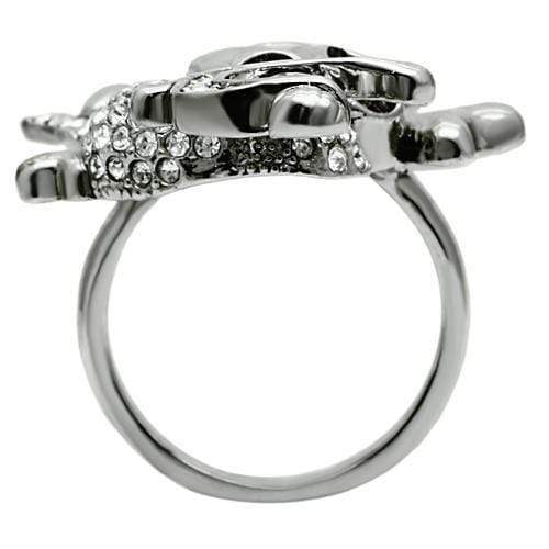 Unique Mens Rings 3W003 Ruthenium White Metal Ring with Top Grade Crystal