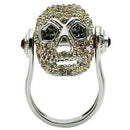 Unique Mens Rings 3W016 Rhodium White Metal Ring with Top Grade Crystal