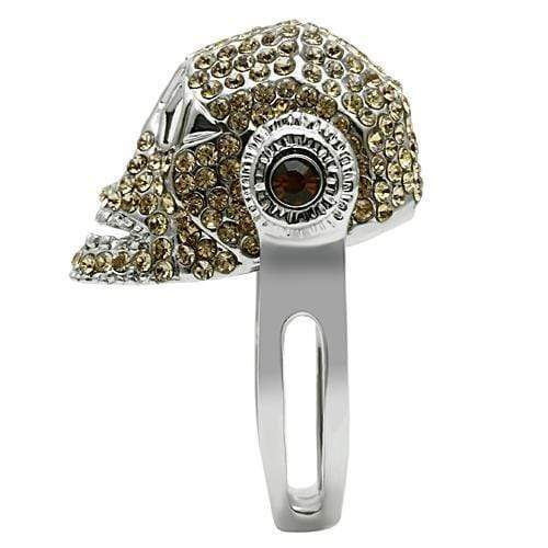 Unique Mens Rings 3W016 Rhodium White Metal Ring with Top Grade Crystal