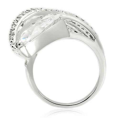 Unique Rings 0W253 Rhodium Brass Ring with AAA Grade CZ
