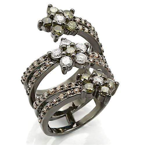 Unique Rings 0W293 Ruthenium Brass Ring with AAA Grade CZ