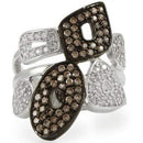 Unique Rings 0W295 Rhodium + Ruthenium Brass Ring with AAA Grade CZ