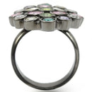 Unique Rings 0W297 Ruthenium Brass Ring with AAA Grade CZ