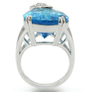 Silver Jewelry Rings Unique Rings 0W343 Rhodium Brass Ring with Synthetic in Sea Blue Alamode Fashion Jewelry Outlet