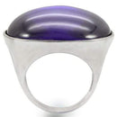 Unique Rings 0W345 Rhodium Brass Ring with Genuine Stone in Amethyst