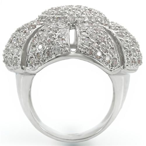 Unique Rings 0W349 Rhodium Brass Ring with AAA Grade CZ