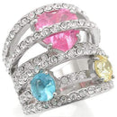 Unique Rings 0W350 Rhodium Brass Ring with AAA Grade CZ in Rose