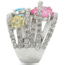 Silver Jewelry Rings Unique Rings 0W350 Rhodium Brass Ring with AAA Grade CZ in Rose Alamode Fashion Jewelry Outlet