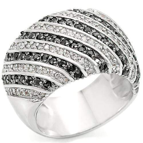 Unique Rings 0W351 Rhodium + Ruthenium Brass Ring with AAA Grade CZ