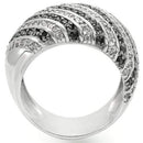 Unique Rings 0W351 Rhodium + Ruthenium Brass Ring with AAA Grade CZ