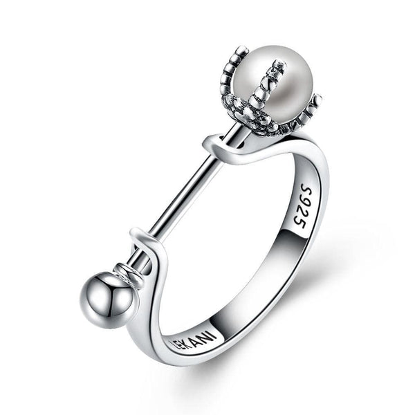 Silver Jewelry Rings Vintage Creative Design Women 925 Sterling Silver Imitation Pearl Trendy Ring TIY