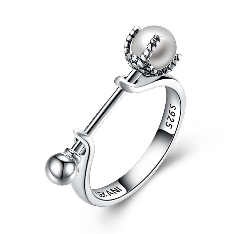 Silver Jewelry Rings Vintage Creative Design Women 925 Sterling Silver Imitation Pearl Trendy Ring TIY